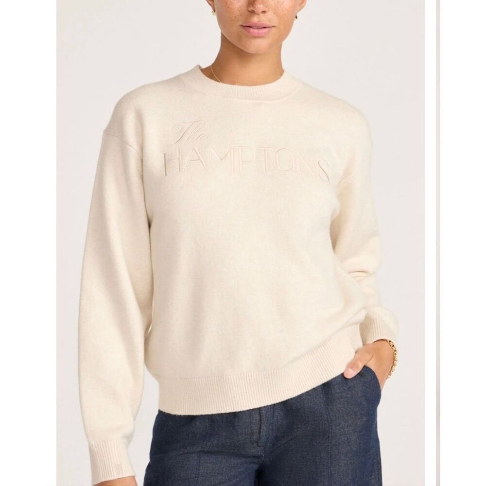 Brochu Walker The Hamptons Crewneck Sweater in Oatmeal Size Small